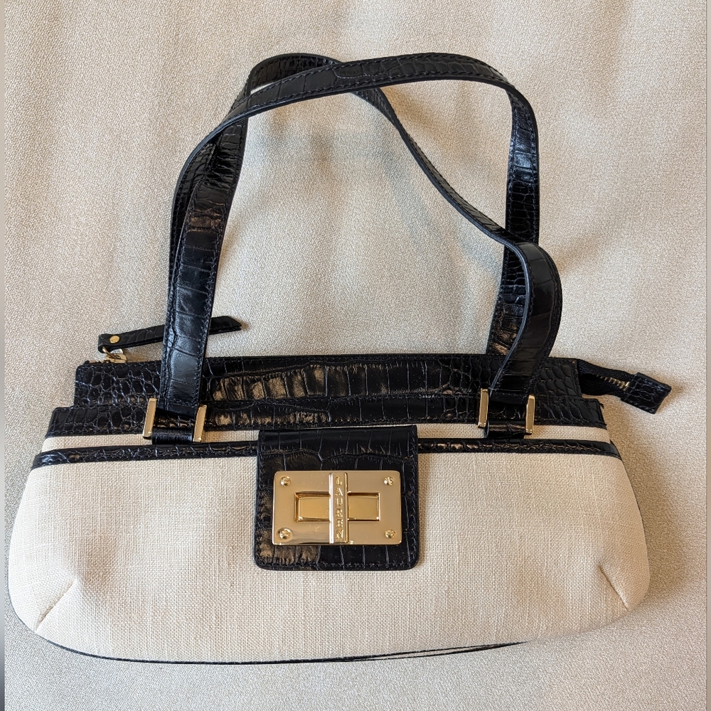 Ralph Lauren Black and Cream Shoulder Bag